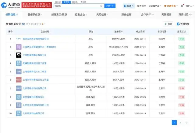 吳奇隆劉詩詩共同關(guān)聯(lián)公司已注銷